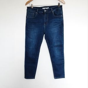 imported Premium Denim Capri Jeans with Rhinestone Accent